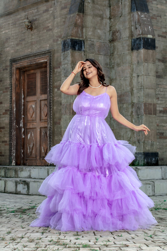 Lustrous Violet Prewedding Gown