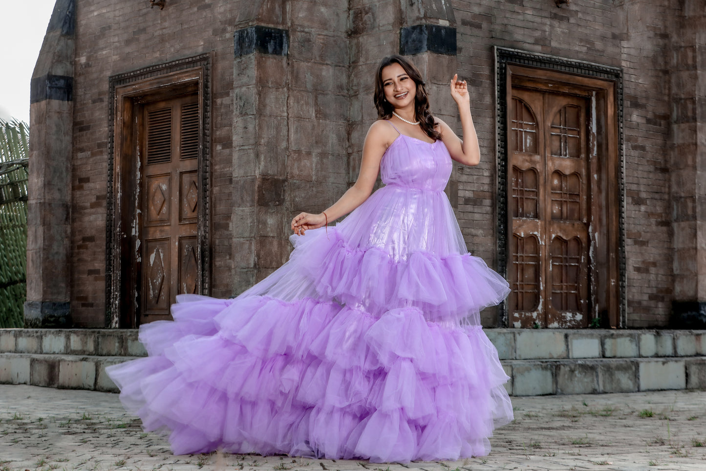 Lustrous Violet Prewedding Gown