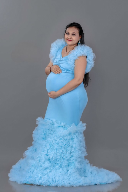 Sky Blue Princess type Maternity Gown