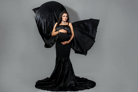 Black Two tail Maternity gown