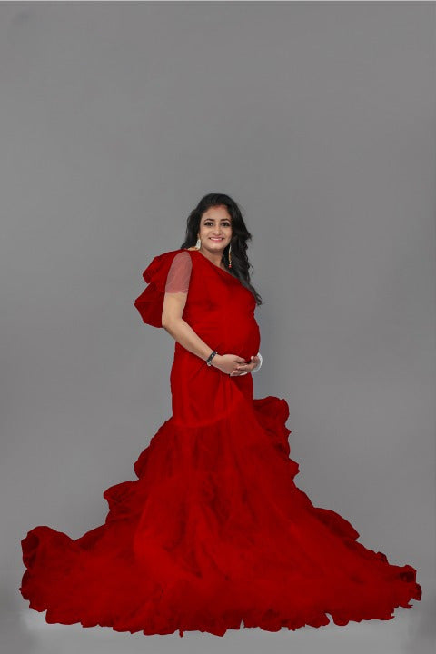 Red Princess type Maternity Gown